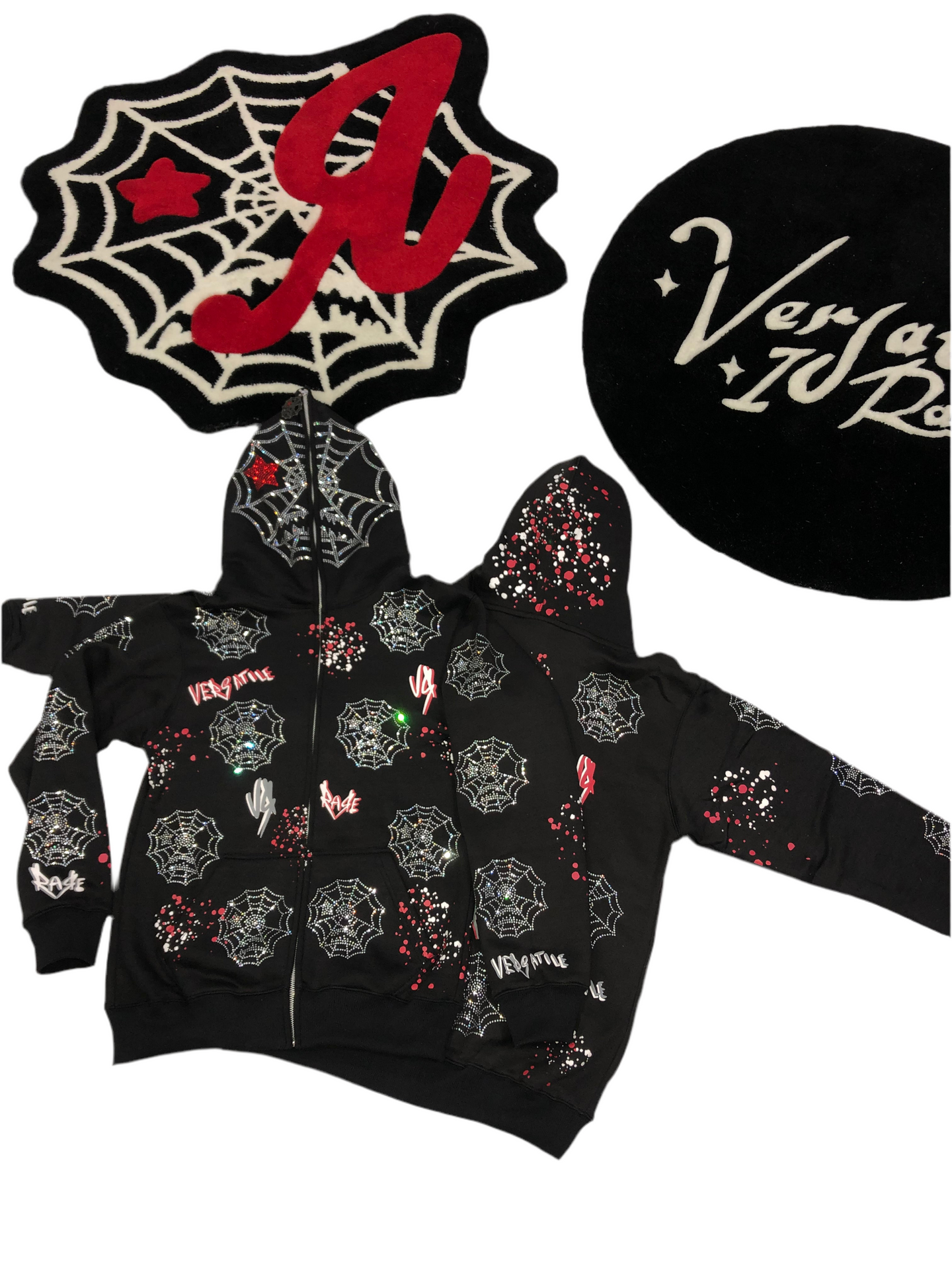 Versatile Is Rare Rhinestone Full Zip Hoodie